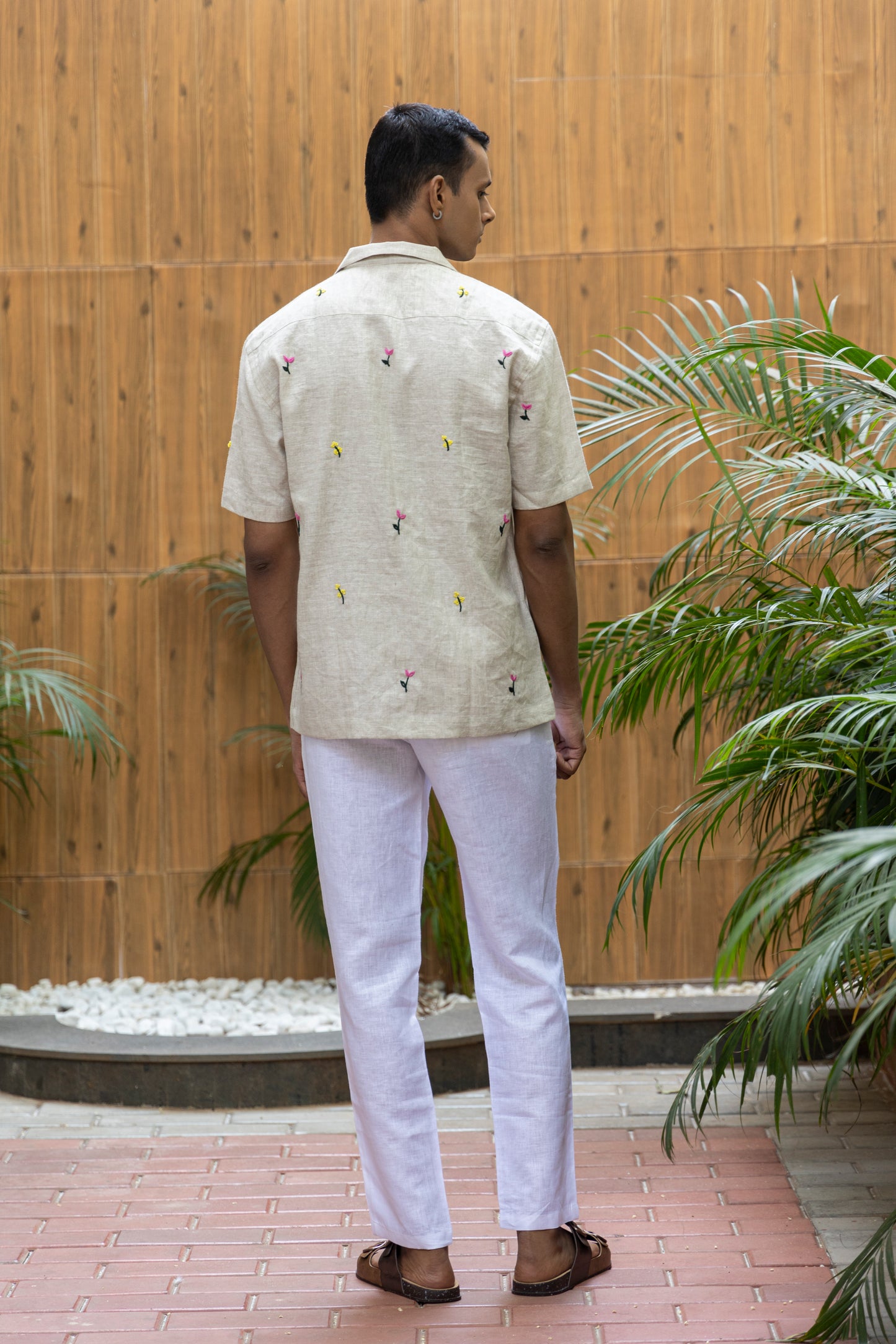 BLOOMSCAPE - HAND EMBROIDERED UNISEX PURE LINEN SHIRT
