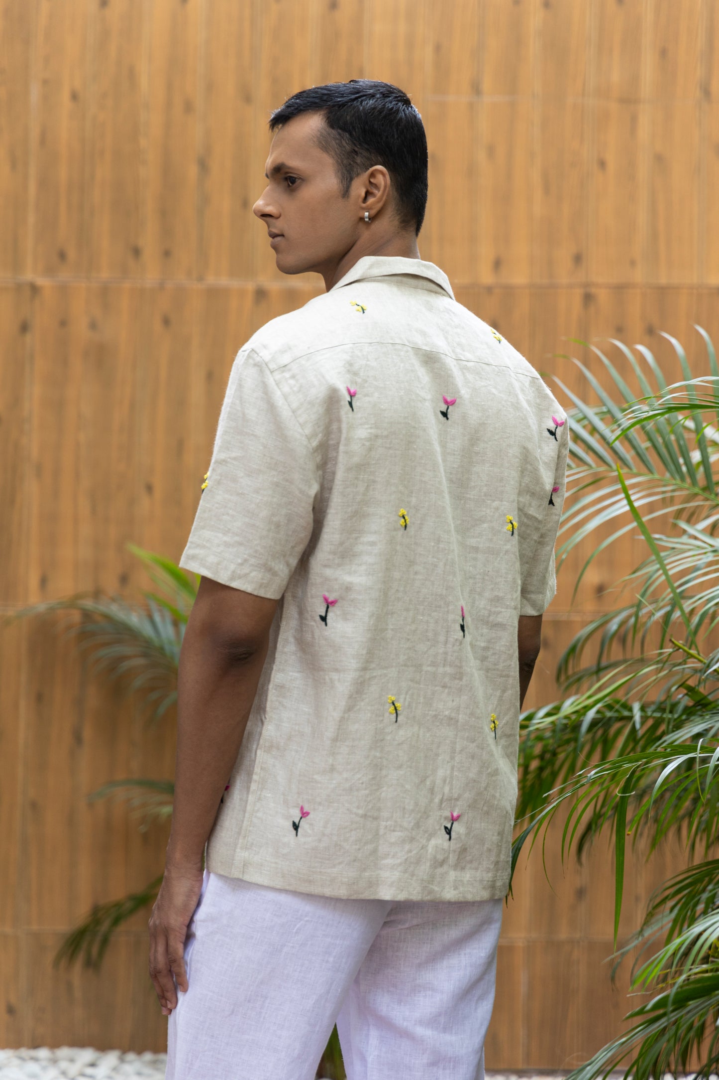 BLOOMSCAPE - HAND EMBROIDERED UNISEX PURE LINEN SHIRT