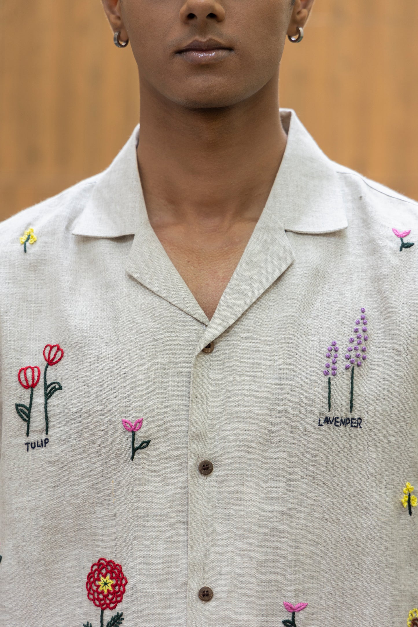 BLOOMSCAPE - HAND EMBROIDERED UNISEX PURE LINEN SHIRT
