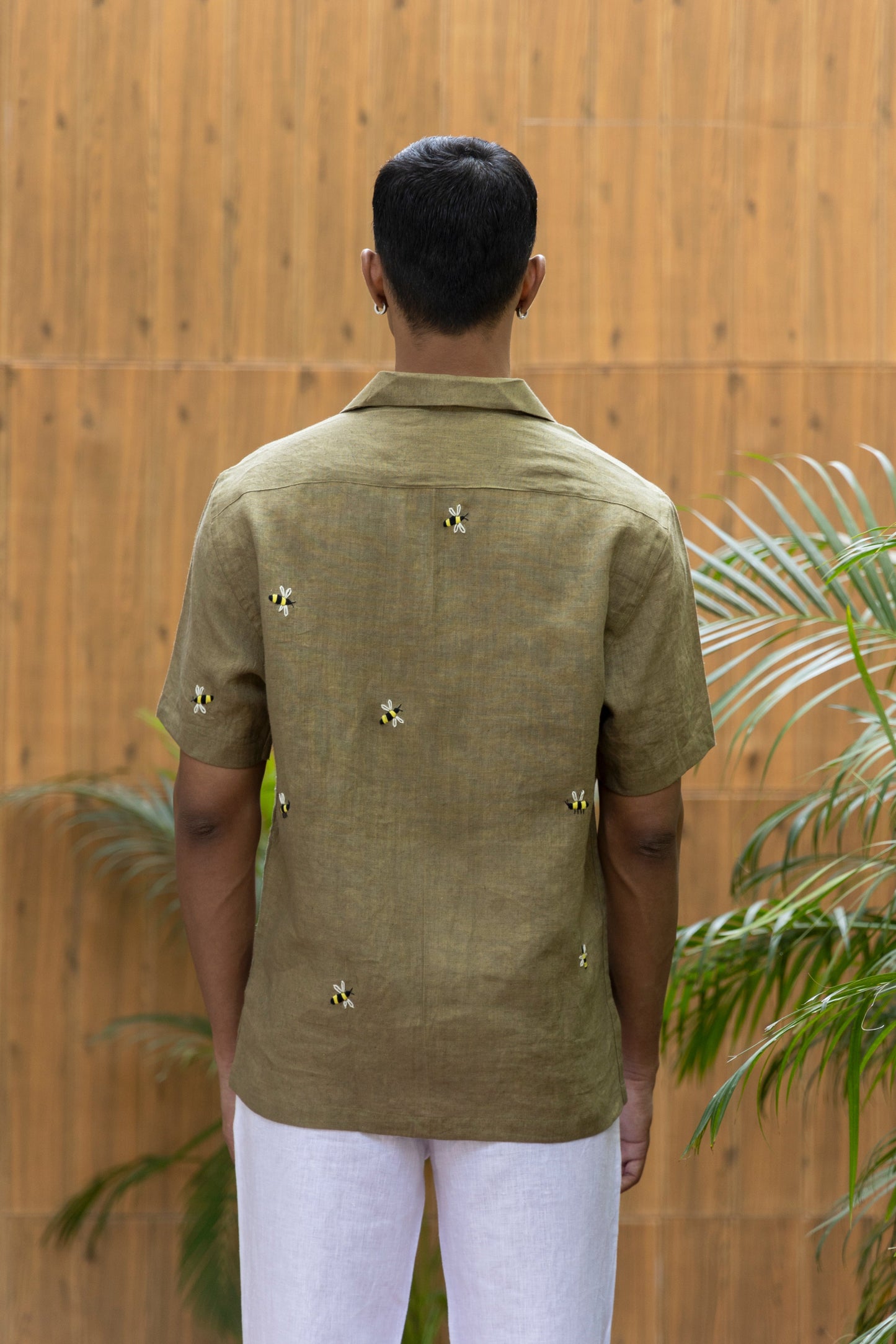 HONEYCOMB AFFAIR- HAND EMBROIDERED UNISEX PURE LINEN SHIRT
