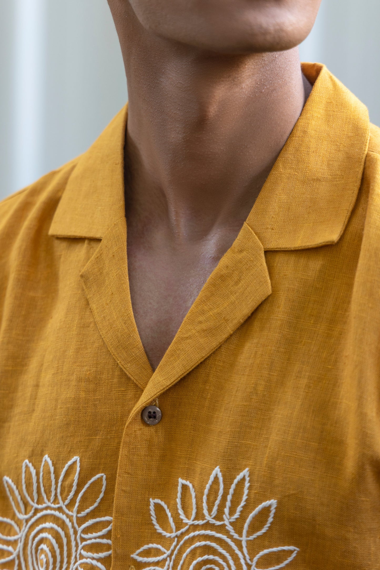 SUNFLOWER CHAPTER - HAND EMBROIDERED UNISEX PURE LINEN SHIRT