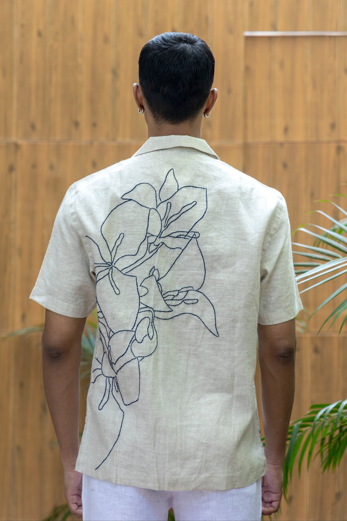 BOUGAINVILLEA BLISS - HAND EMBROIDERED UNISEX PURE LINEN SHIRT