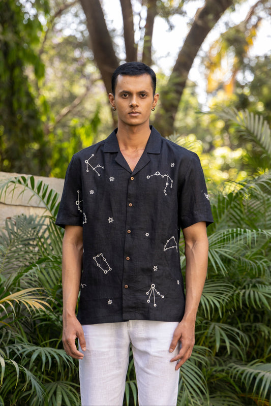 MAKE A WISH - HAND EMBROIDERED UNISEX PURE LINEN SHIRT