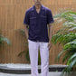 CRISS CROSS - - HAND EMBROIDERED UNISEX PURE LINEN SHIRT