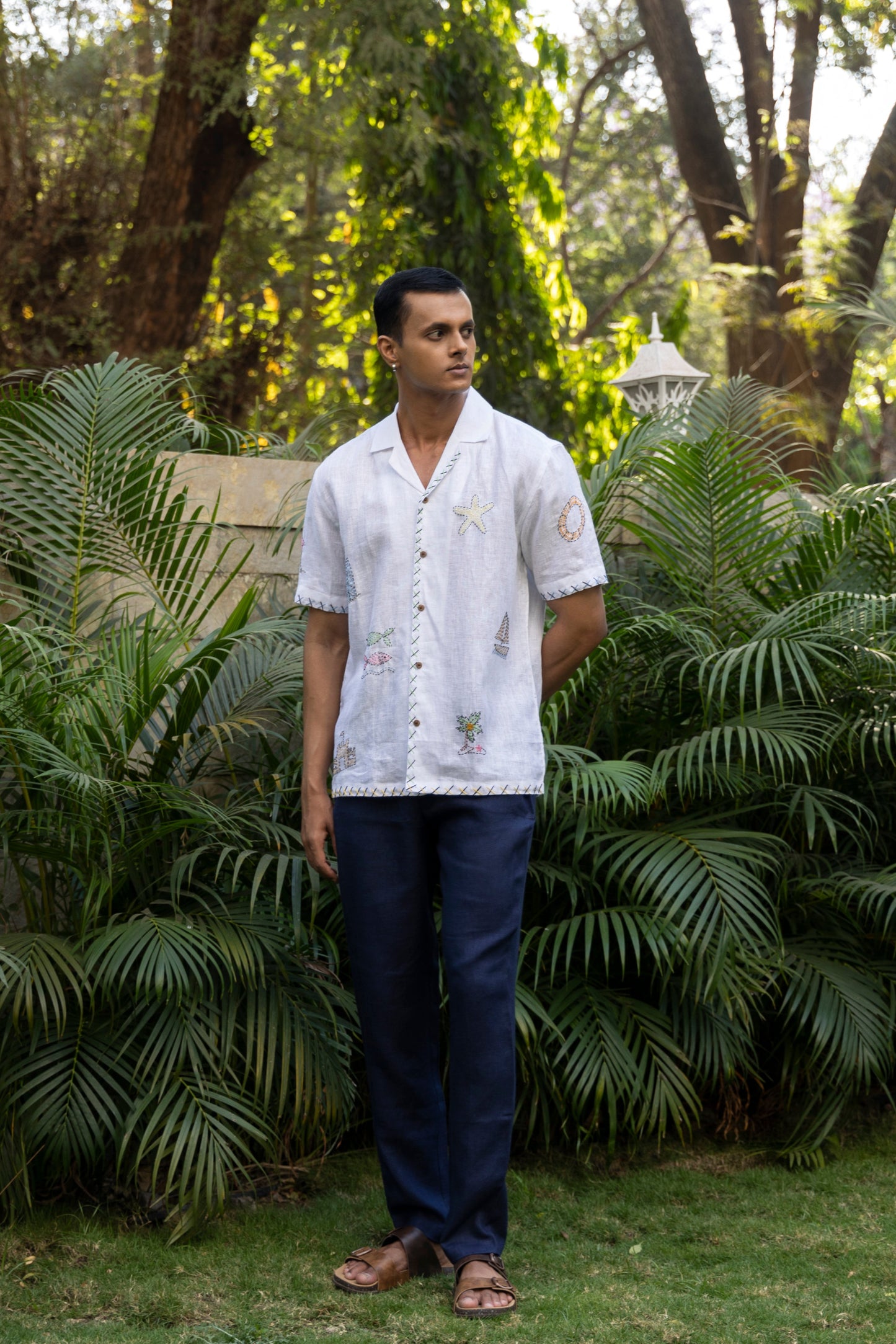 BEACH BLISS – HAND EMBROIDERED UNISEX PURE LINEN SHIRT