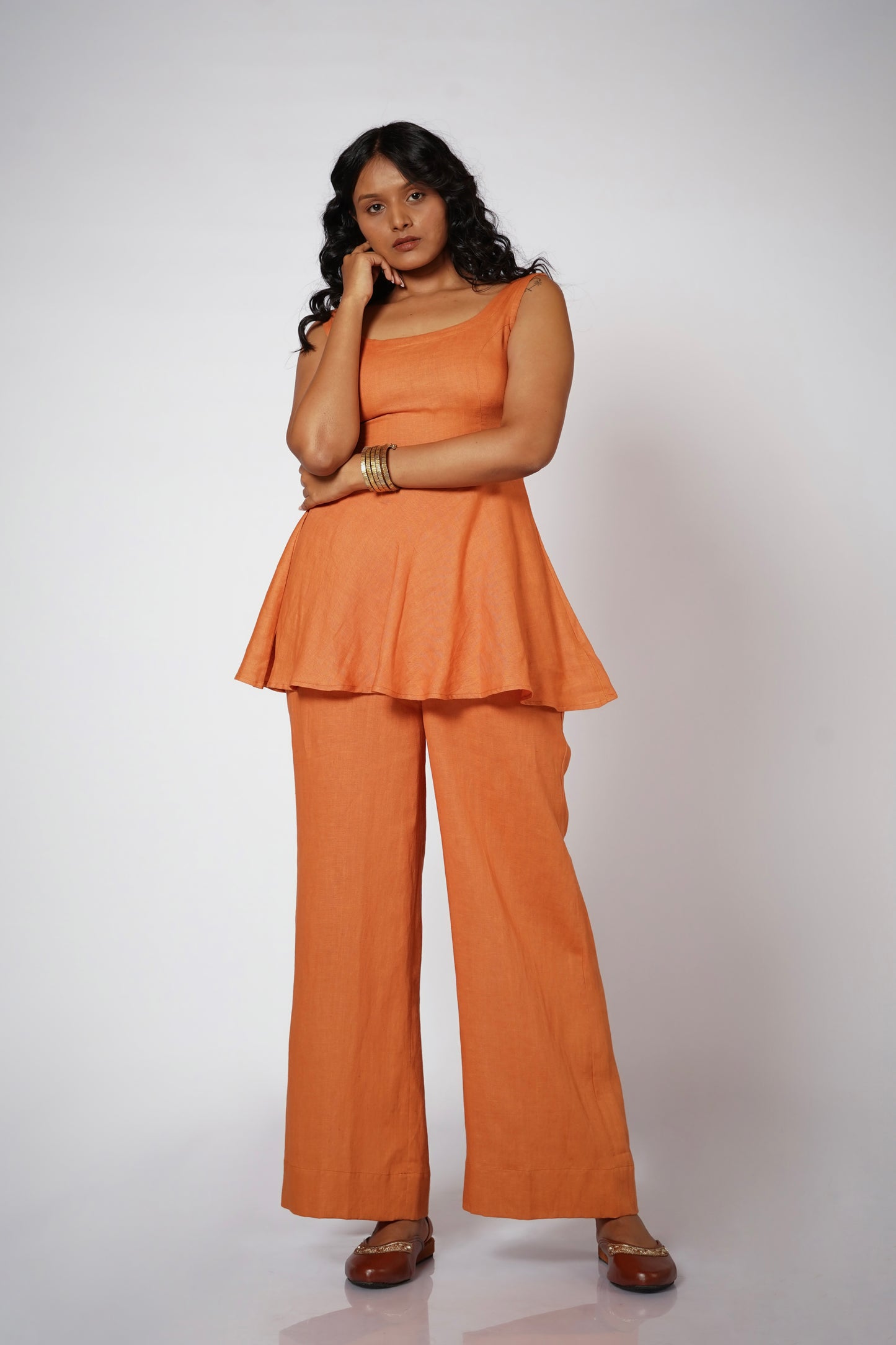 RAJTIMA LINEN PEPLUM SET
