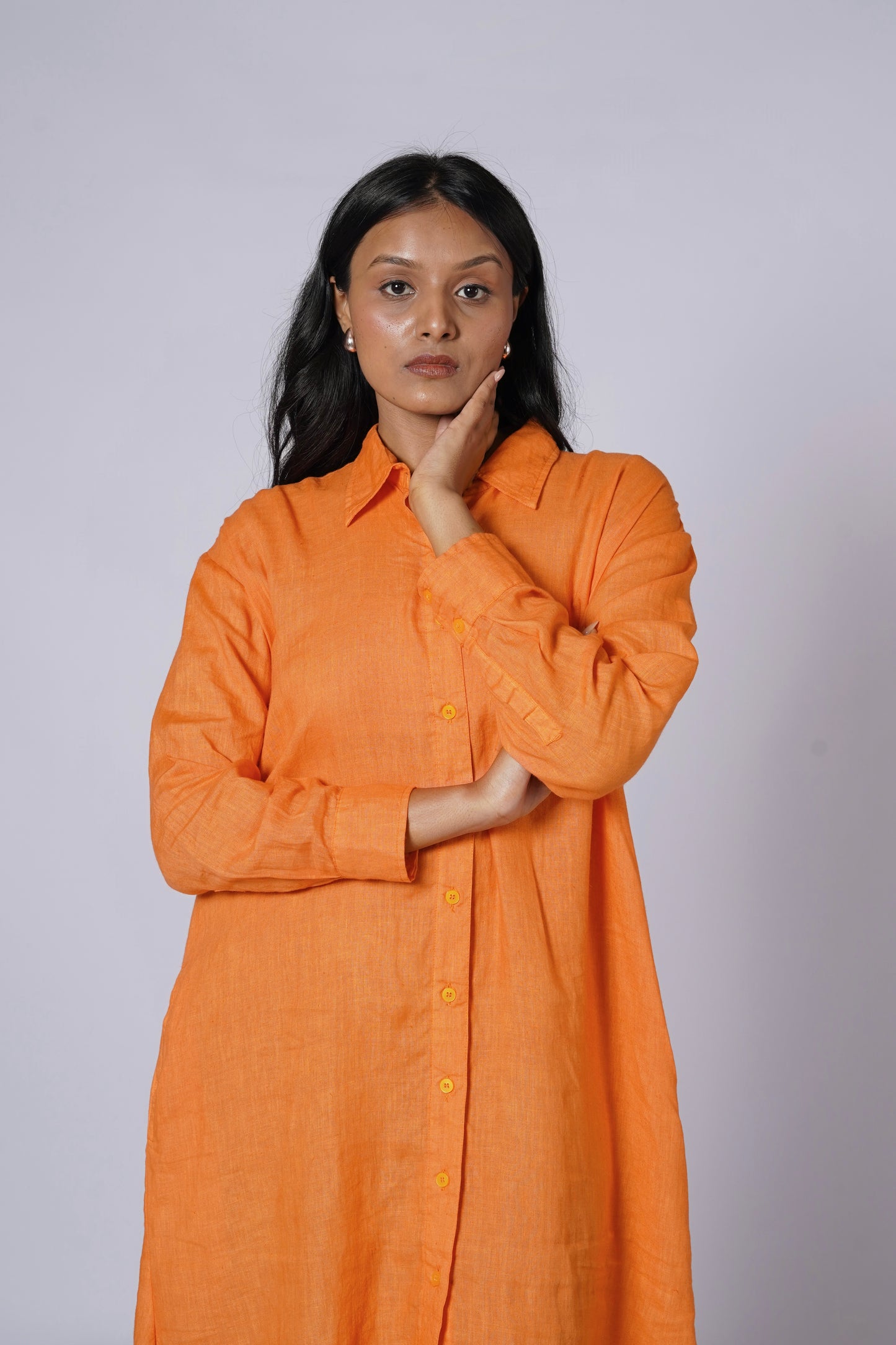 ANGARIKA WOMEN'S LINEN SHIRT DRESS