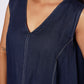 DENIM BLUE LINEN V-NECK DRESS