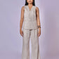 EARTHY NATURAL UNDYED LINEN VEST SET