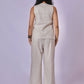 EARTHY NATURAL UNDYED LINEN VEST SET