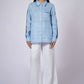 OCEAN BLUE LINEN SHIRT WITH SATIN DETAILING