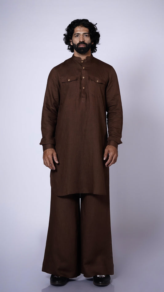 KAHA LINEN MEN'S LONG KURTA SET