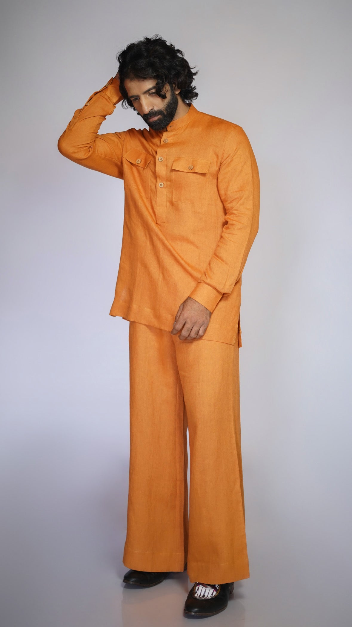 RAJTIMA LINEN MEN'S LONG KURTA SET