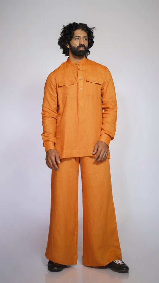 RAJTIMA LINEN MEN'S LONG KURTA SET