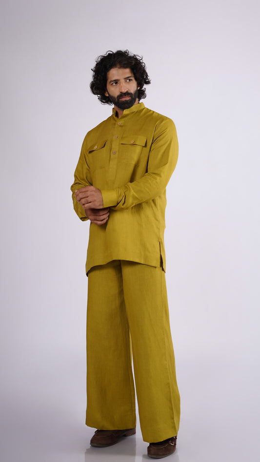 PIYARI LINEN MEN'S LONG KURTA SET