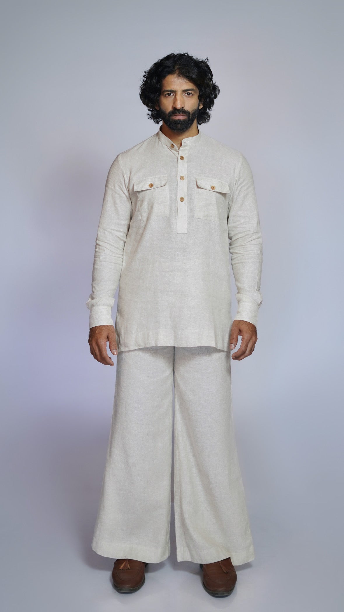 DHRITRI LINEN MEN'S LONG KURTA SET