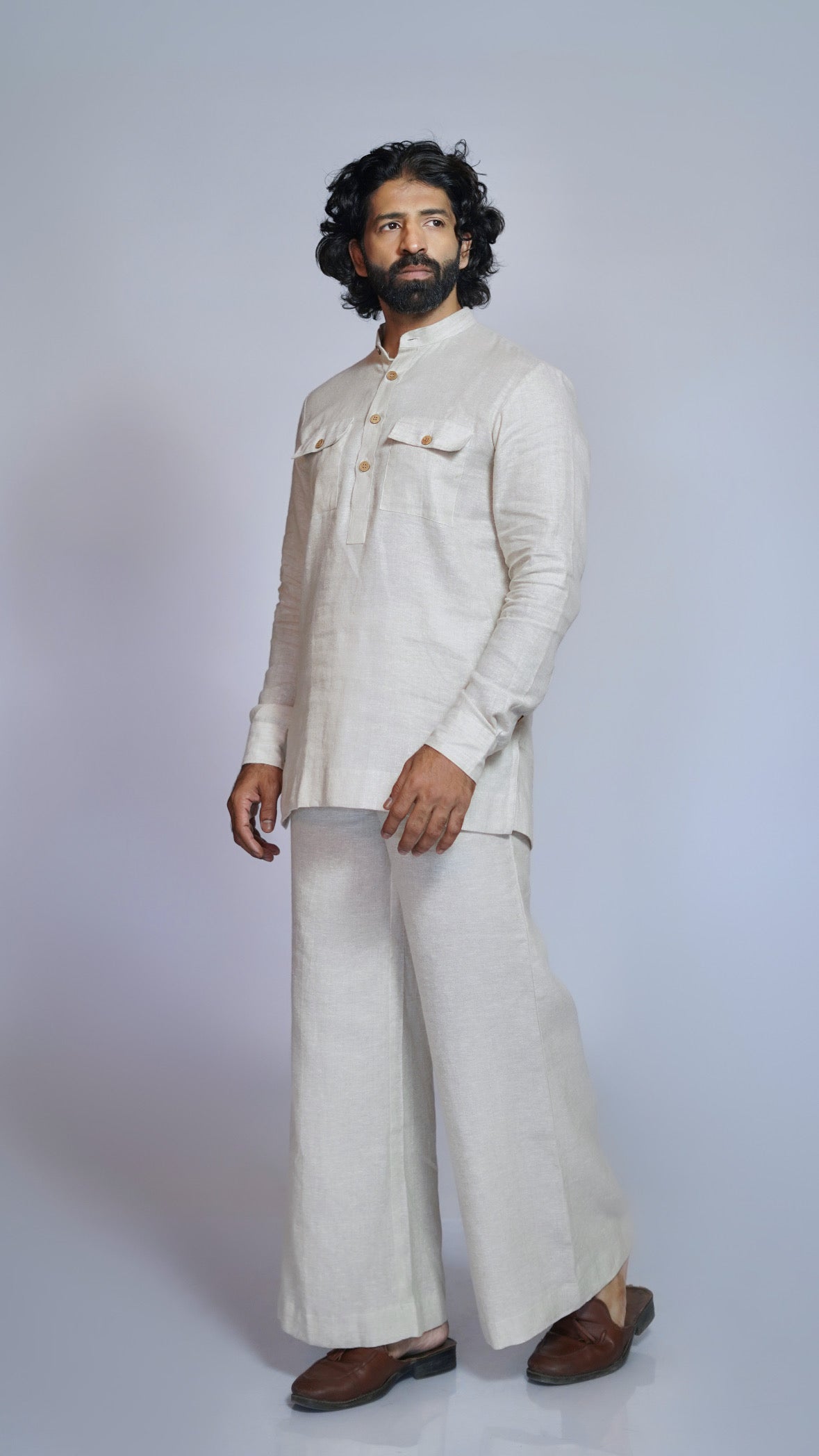 DHRITRI LINEN MEN'S LONG KURTA SET