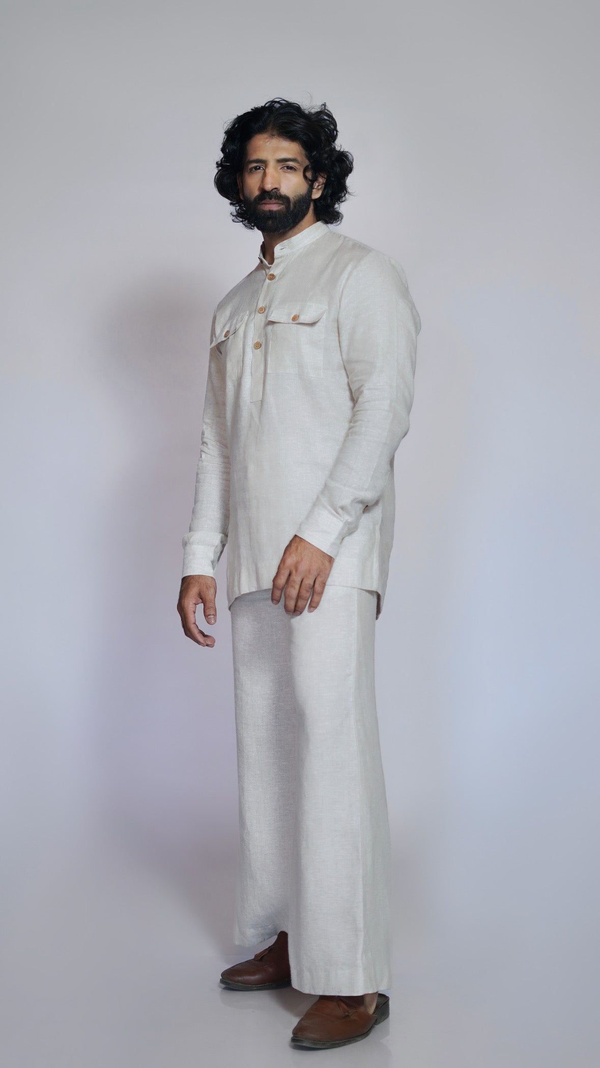 DHRITRI LINEN MEN'S LONG KURTA SET