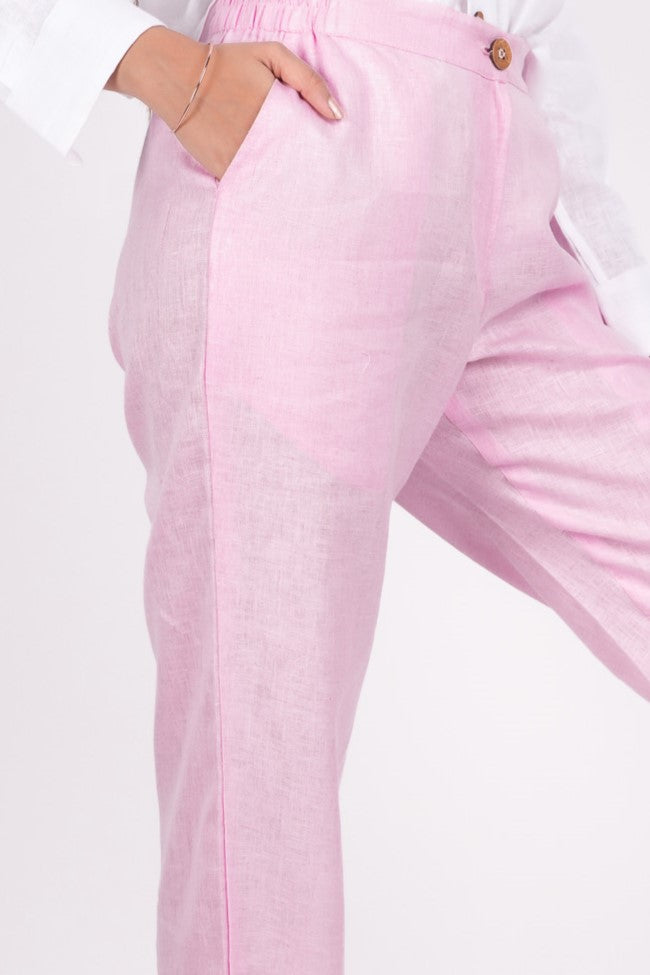 Light pink linen trousers
