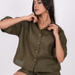 Forest Green Linen Co-Ord Set - Includes Pair of Shorts and Half Sleeves Drooping Shoulder Shirt